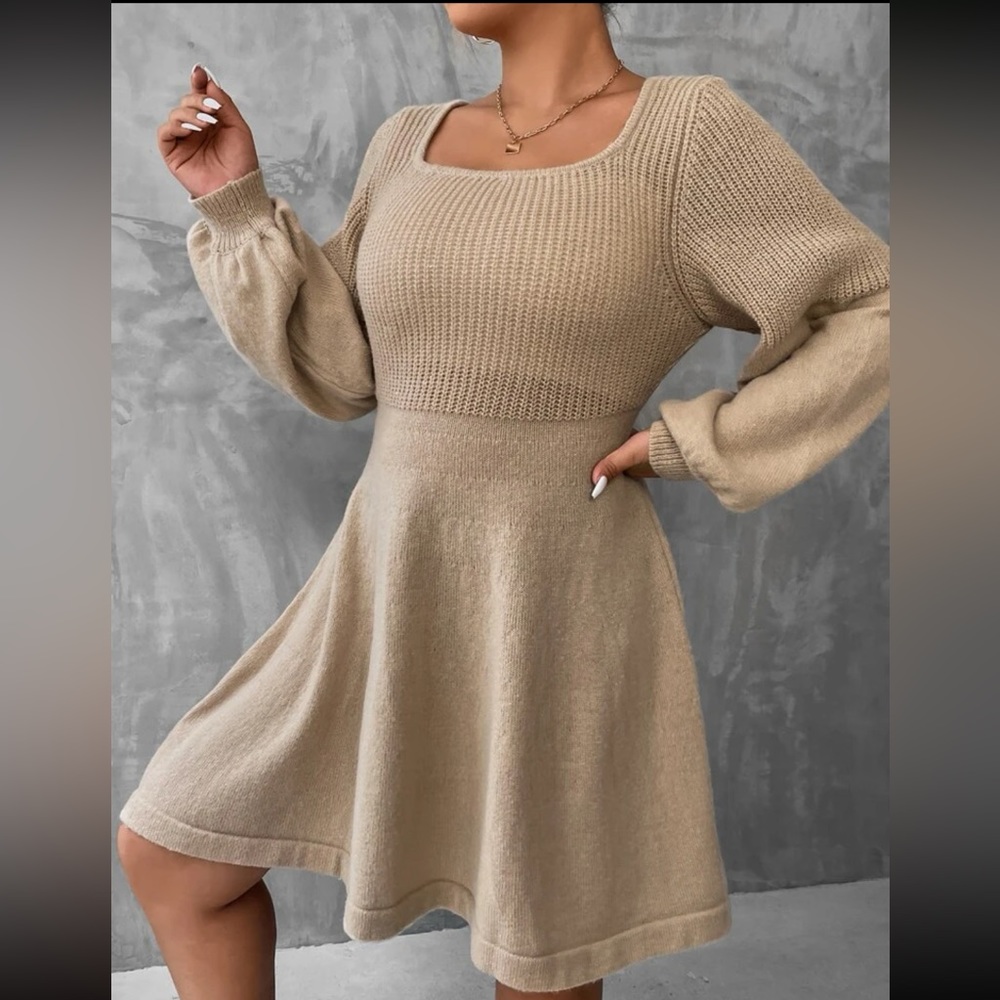 Shein lantern sleeve sweater dress